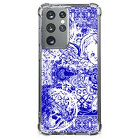 Extreme Case Samsung Galaxy S21 Ultra Angel Skull Blauw