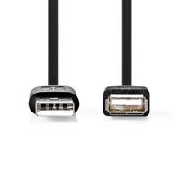 Nedis USB-kabel - USB 2.0 - USB-A stekker - USB-A bus - 480 Mbps - Vernikkeld - 0,20 m - Rond - PVC - Zwart - Box