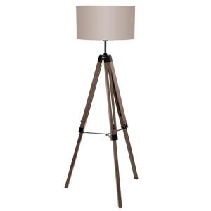 Eglo Landelijke vloerlamp Lantada 106cm Tripod hout met taupe 94326