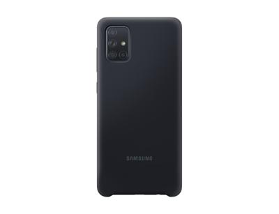 Silicone Cover EF-PA715 - Achterzijde behuizing voor mobiele telefoon - silicone - zwart - voor Galaxy A71