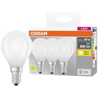 OSRAM 4058075592599 LED-lamp Energielabel D (A - G) E14 Kogel 5.5 W = 60 W Warmwit (Ø x h) 45 mm x 45 mm 3 stuk(s)