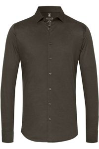 Desoto Slim Fit Jersey shirt donkergroen, Effen