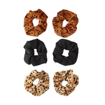 Sarlini scrunchies met stippen - set van 6 brique/zwart/lichtroze