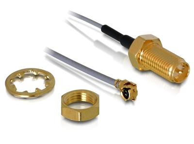 Delock WiFi-antenne Verlengkabel [1x IPEX-stekker - 1x RP-SMA-bus] 20.00 cm Grijs Vergulde steekcontacten