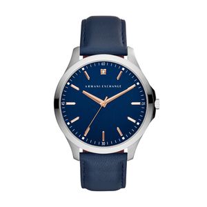 Horlogeband Armani Exchange AX2406 Leder Blauw 22mm