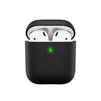 Keybudz Artisan Leren beschermhoes voor Apple AirPods Case, etui hoes, echt leer, hoofdtelefoon oortelefoon accessoires oplaadcase, zwart
