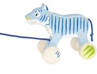 Goki Trekdier Tijger Junior 18 X 8 Cm Hout Blauw
