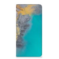 Samsung Galaxy A14 5G Standcase Marble Blue Gold - thumbnail