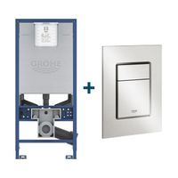 GROHE Rapid SLX inbouwreservoir met frame inclusief GROHE Skate cosmopolitan bedieningsplaat Supersteel sw107660/sw336186