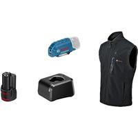 Bosch Professional verwarmbare bodywarmer GHV 12+18V XA (incl. USB-laadadapter GAA 12V-21 + accu GBA 12V 2.0Ah + oplader GAL 12V-20, in doos)