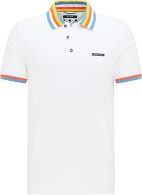 Pierre Cardin Heren Poloshirt Wit Regenboog Details Modern Fit