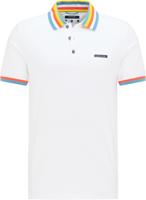 Pierre Cardin Heren Poloshirt Wit Regenboog Details Modern Fit