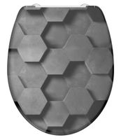 Duroplast WC-bril GREY HEXAGONS met soft-close en quick-release
 - 82392