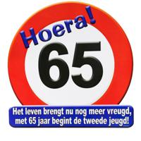 65 jaar verjaardag stopbord - Dia 50 cm - Leeftijd feestartikelen - verkeersbord - Karton - thumbnail