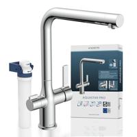 SCHÜTTE AQUASTAR PRO 99800 Drinkwater-spoelbakarmatuur met filtersysteem, 3-weg keukenkraan, osmose-kraan, keukenkraan met waterfilter tegen kalkresten en zware metalen, chroom