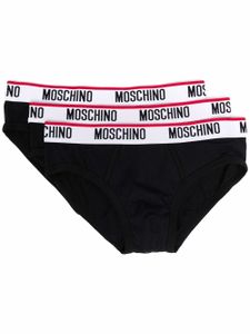 Moschino lot de trois slips à bande logo - Noir