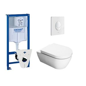 QeramiQ Salina toiletset met inbouwreservoir, closetzitting met softclose en bedieningsplaat wit 0720003/0729205/sw1271/