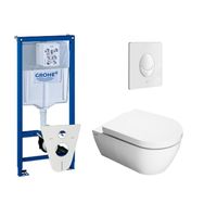 QeramiQ Salina toiletset met inbouwreservoir, closetzitting met softclose en bedieningsplaat wit 0720003/0729205/sw1271/ - thumbnail