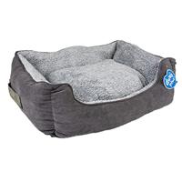 duvoplus, Rechthoekige Corduroy Ash-mand, L – 80 x 60 x 24 cm blauw/zwart, super comfortabel, afneembaar kussen, PP-vulling, Tweed-stof met zacht flanellen oppervlak, brede comfortabele rand