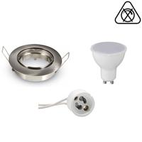 LED Spot Set - GU10 Fitting - Inbouw Rond - Mat Chroom - 6W - Warm Wit 3000K - Kantelbaar Ø82mm