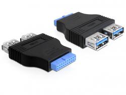 Delock USB 3.2 Gen 1 (USB 3.0) Adapter [1x USB 3.2 Gen 1 bus intern 19-polig (USB 3.0) - 2x USB 3.2 Gen 1 bus A (USB 3.0)] 65324