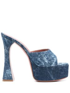 Amina Muaddi Dalida 140mm denim sandals - Bleu