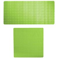 MSV Douche/bad anti-slip matten set badkamer - rubber - 2x stuks - limegroen - 2 formaten - thumbnail