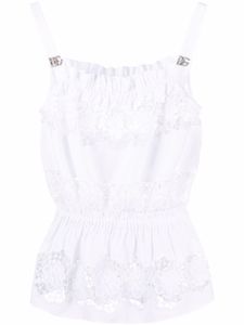 Dolce & Gabbana débardeur à empiècements en crochet - Blanc