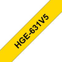 Brother HGe-631V5 Labeltape Set van 5 stuks Tapekleur: Geel Tekstkleur: Zwart 12 mm 8 m - thumbnail