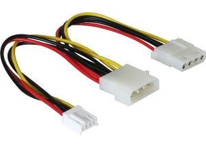 Delock 82111 voedingskabel Molex 4-pins male naar Molex 4-pins female + 4-pins floppy