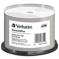 Verbatim DVD-R 4.7 GB - 16x brandsnelheid, DataLifePlus, bedrukbaar, 50 Pack Spindle