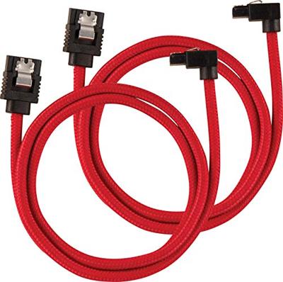 Corsair Premium SATA3-kabel, schuin/recht (6 Gbps, 60 cm, 90 graden), met ommanteling, rood