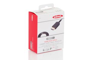 ednet 84458 HDMI-kabel HDMI Aansluitkabel HDMI-A-stekker, HDMI-A-stekker 2.00 m Zwart 4K UHD, Extreem dun, Vergulde steekcontacten