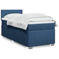 vidaXL Boxspring met matras stof blauw 100x200 cm, boxspring, ledikant, bedframe, bed, boxspring bed, bedbodem, seniorenbed, senioren bed
