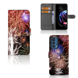 Motorola Edge 20 Pro Wallet Case met Pasjes Vuurwerk