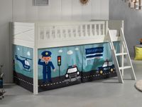 Bed SCOTY halfhoogslaper 90x200 cm witte pijnboom tent Politie - thumbnail