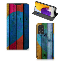 Samsung Galaxy A72 (5G/4G) Book Wallet Case Wood Heart - Cadeau voor je Vriend - thumbnail