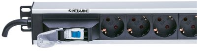 Intellinet 711449 19 inch Stekkerdoos voor patchkast Geaarde contactdoos Met schakelaar Aluminium, Zwart