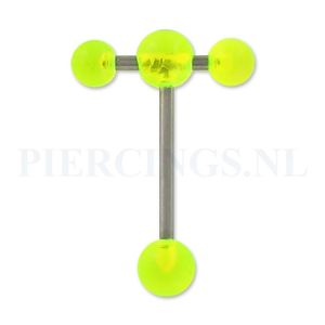 Tongpiercing acryl met extra barbell UV geel