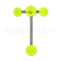 Tongpiercing acryl met extra barbell UV geel - thumbnail