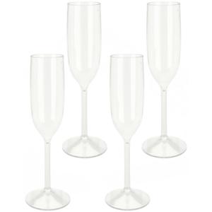 Prosecco/Champagneglazen - 4x - transparant - kunststof - 165 ml