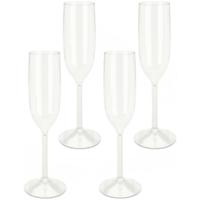 Prosecco/Champagneglazen - 4x - transparant - kunststof - 165 ml