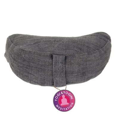 Meditatiekussen grijs hennep halve maan - 33x13 - Boekweit - Katoen - Hennep - Grijs - M Meditatiekussen grijs hennep halve maan - 33x13 - Boekweit - Katoen - Hennep - Grijs - M