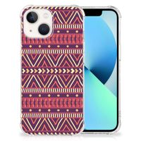 iPhone 13 Doorzichtige Silicone Hoesje Aztec Paars - thumbnail