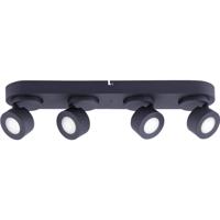 Led Plafondspot Wiz - Smart Led - Trion Sanca - 12w - Aanpasbare Kleur - 4-lichts - Rechthoek - Mat Zwart - Aluminium