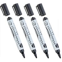 4x Whiteboard markers / stiften zwart - thumbnail