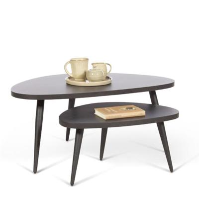 Driehoekige Bijzettafels Lulu (2 stuks) | Melamine | Melamine | Zwart Driehoekige Bijzettafels Lulu (2 stuks) | Melamine | Melamine | Zwart