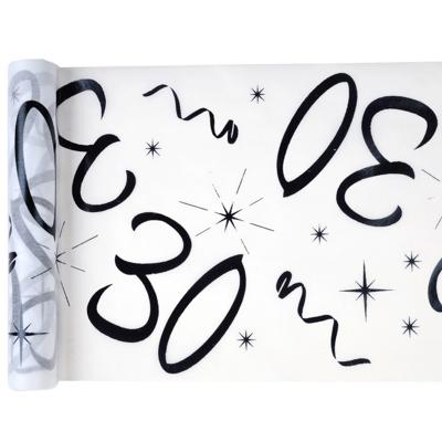 Tafelloper 30 jaar zwart wit stof 5 meter