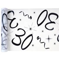 Tafelloper 30 jaar zwart wit stof 5 meter