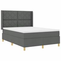 vidaXL Boxspringbed met matras en LED stof donkergrijs 140x200 cm